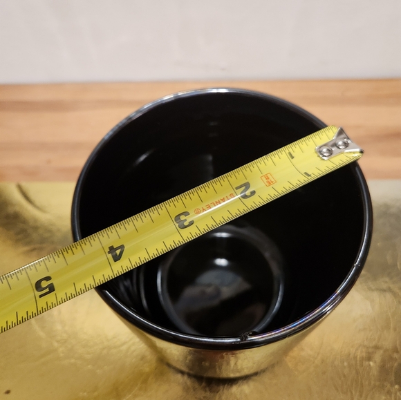 Oil slick glaze black plant pot vessel holder - Picture 2 of 4